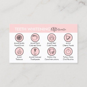Cartão De Visita Cuidados Pós- Branqueamento Dentário Pink Dentist