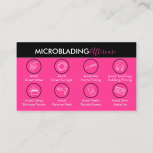 Cartão De Visita Cuidados Pós Microblading Rosa Neon