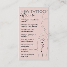 Cartão De Visita Cuidados Pós-Tatuagem Rosa Corado