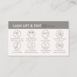Cartão De Visita Cuidados Pós Tratamento Bege Creme para Lash Lift 