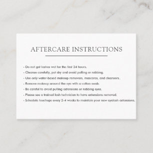 Cartão De Visita Cuidados pós-tratamento com microbulação de ext