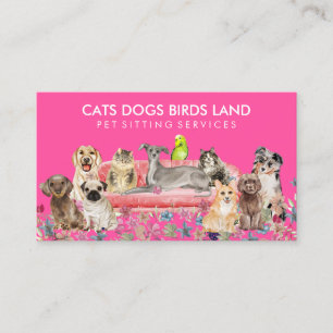 Cartão De Visita Cuidando de Animais de Estimação Cachorro Gato Pás