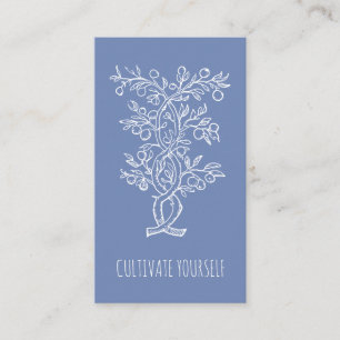 Cartão De Visita Cultive-se Ramo Entrelaçado Fumaça Azul