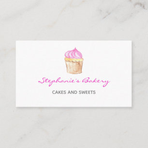Cartão De Visita Cupcake Bakery - Moderno Rosa Elegante