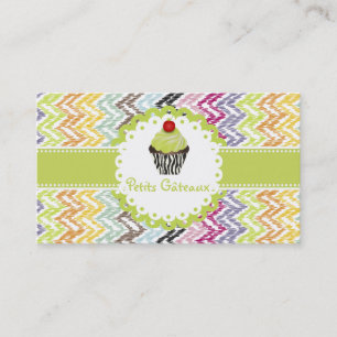 Cartão De Visita Cupcake-chave PixDezines+ikat chevron
