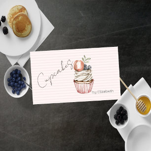 Cartão De Visita Cupcake Chic Macaroon,Doces,Listrado