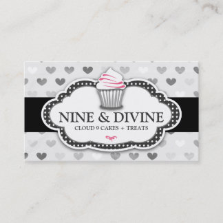 Cartão De Visita Cupcake cinzento divino de 311 corações