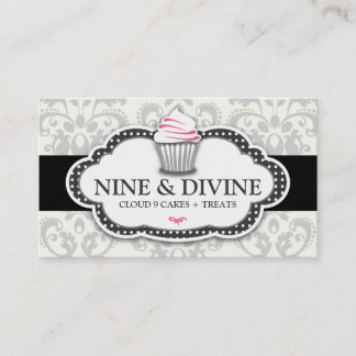 Cartão De Visita Cupcake cinzento divino do damasco 311
