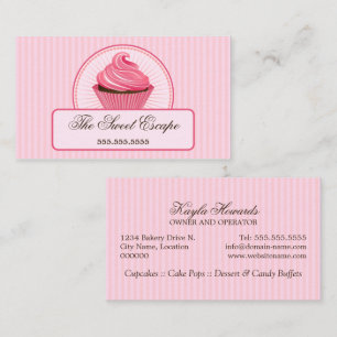 Cartão De Visita Cupcake cor-de-rosa