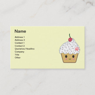 Cartão De Visita Cupcake da baunilha da cereja