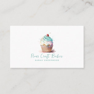 Cartão De Visita Cupcake de aquarelas Logotipo para padaria Omissa