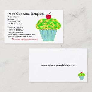 Cartão De Visita Cupcake de Baunilha com Cereja em Cima e Cobertura