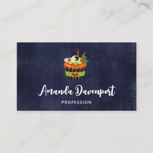 Cartão De Visita Cupcake de Halloween bonito e assustador com uma b (Frente)