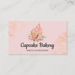 Cartão De Visita Cupcake de padeiro pastelaria rosa