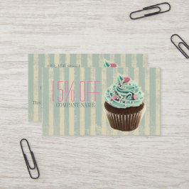 Cartão De Visita cupcake de sobremesa de padaria de teia de colheit