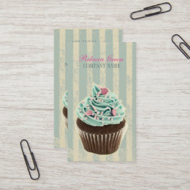 Cartão De Visita cupcake de sobremesa de padaria de teia de colheit