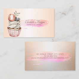 Cartão De Visita Cupcake de Traço de Pincel Chic Profissional