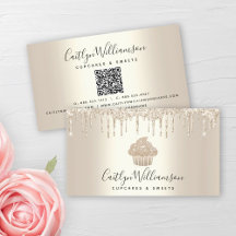 Cupcake Dourado Código QR Colheita de pastelaria C