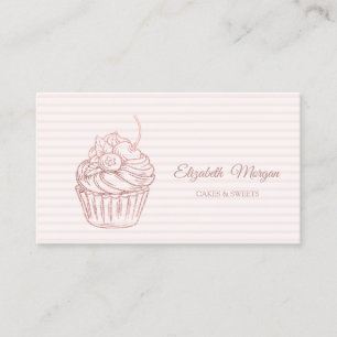 Cartão De Visita Cupcake Elegante Moderno, Doces, Listrado