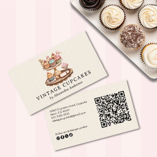 Cartão De Visita Cupcake Elegante Vintage