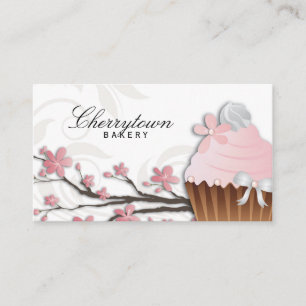 Cartão de visita cupcake Flor Branco