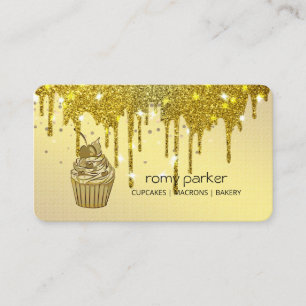 Cartão De Visita Cupcake Home Bakery Pastelaria Dourada