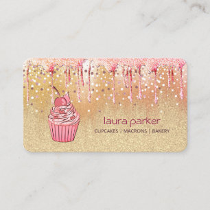 Cartão De Visita Cupcake Home Padaria Pastelaria Rose Gold Derreten