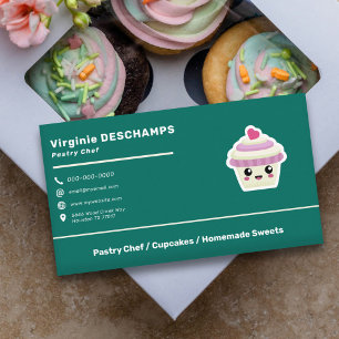Cartão De Visita Cupcake Kawaii para cozinheira