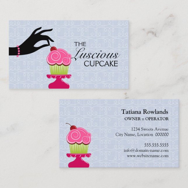 Cartão De Visita Cupcake lunático da padaria (Frente/Verso)