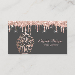 Cartão De Visita Cupcake Moderno Elegante, Doces, Gotejamentos