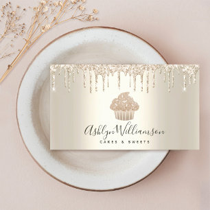 Cartão De Visita Cupcake Padaria Pastelaria Chef Glitter Drives Cha