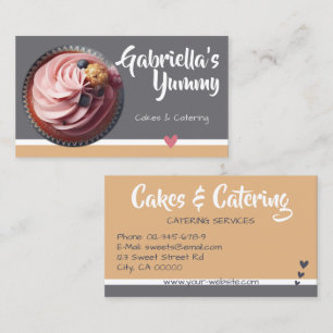 Cartão De Visita Cupcake Pastel Caramel Modelo de Foto de Bolo Doci