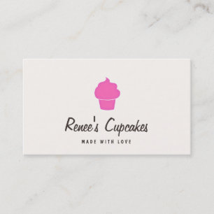 Cartão De Visita Cupcake rosa, cor-de-rosa, Simples