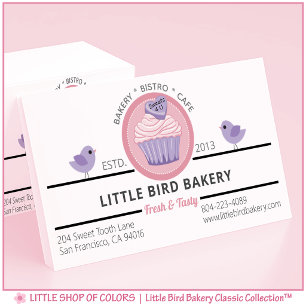 Cartão De Visita Cupcake Roxo Rosa Padaria Personalizável