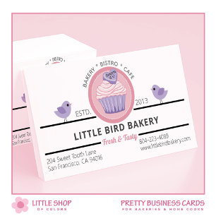 Cartão De Visita Cupcake Roxo Rosa Padaria Personalizável
