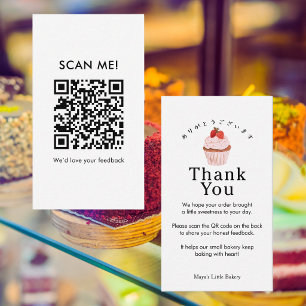 Cartão De Visita Cupcake Rústico de Morango Deixe uma Avaliação QR 