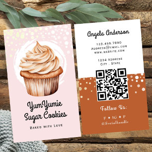 Cartão De Visita Cupcake Trendy Código QR e Site