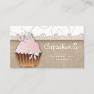 Cartão De Visita Cupcake Vintage Lace