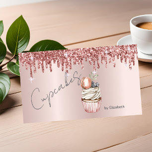 Cartão De Visita Cupcakes Chiques Macaroon com Pingos de Dourado R
