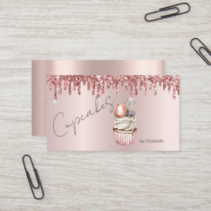 Cartão De Visita Cupcakes Chiques Macaroon com Pingos de Dourado R