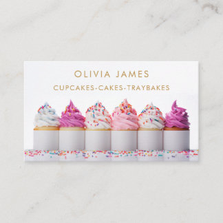 Cartão De Visita Cupcakes cor-de-rosa bonitos para decorador de bol