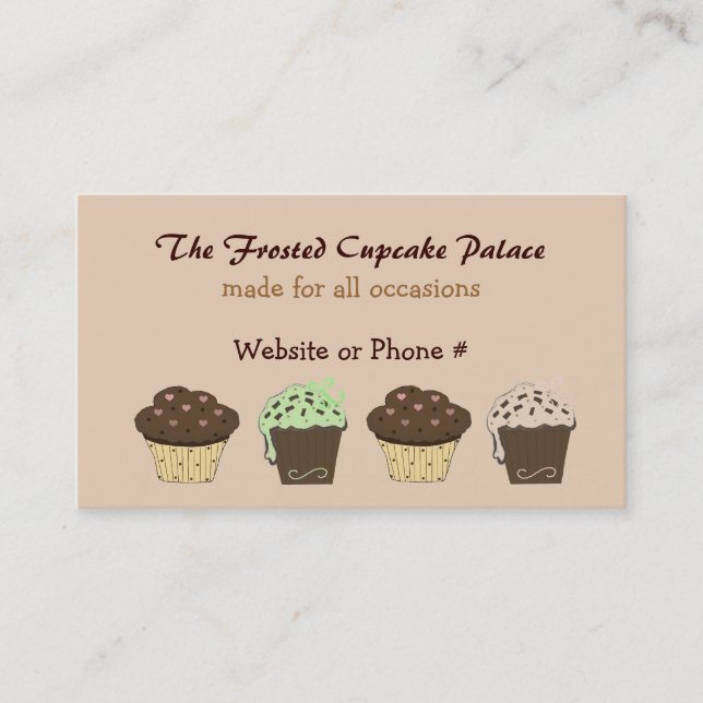 Cartão De Visita Cupcakes de Mocha e Chocolate (Frente)