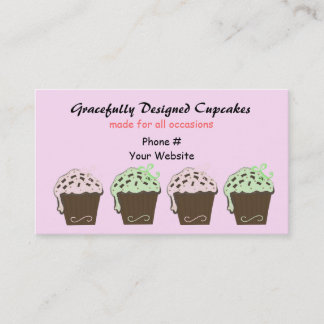 Cartão De Visita Cupcakes de Mocha e Hortelã