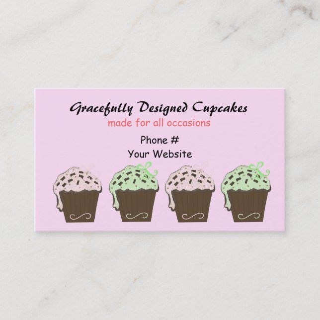 Cartão De Visita Cupcakes de Mocha e Hortelã (Frente)
