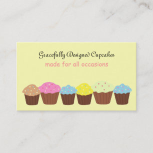 Cartão De Visita Cupcakes Desenhados com Elegância