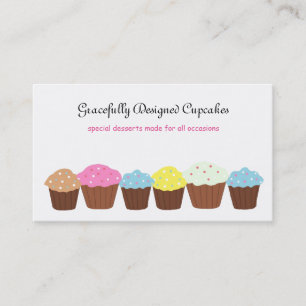 Cartão De Visita Cupcakes Desenhados com Elegância