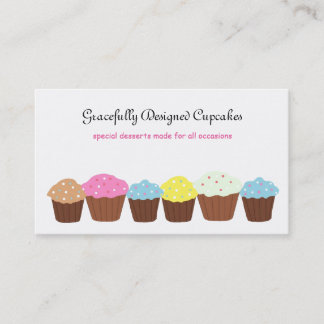 Cartão De Visita Cupcakes Desenhados com Elegância
