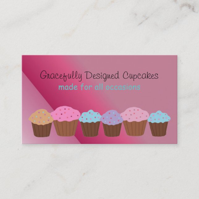 Cartão De Visita Cupcakes Desenhados com Elegância (Frente)