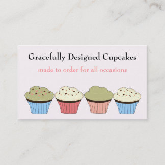 Cartão De Visita Cupcakes Desenhados com Elegância