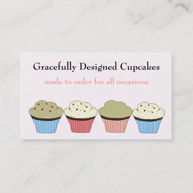 Cartão De Visita Cupcakes Desenhados com Elegância (Frente)